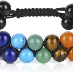 Top Plaza Bead Chakra Bracelet 7 Chakras Healing Crystals Bracelet Yoga Stone Beads Bracelets Meditation Relax Anxiety Bangle for Womens Mens